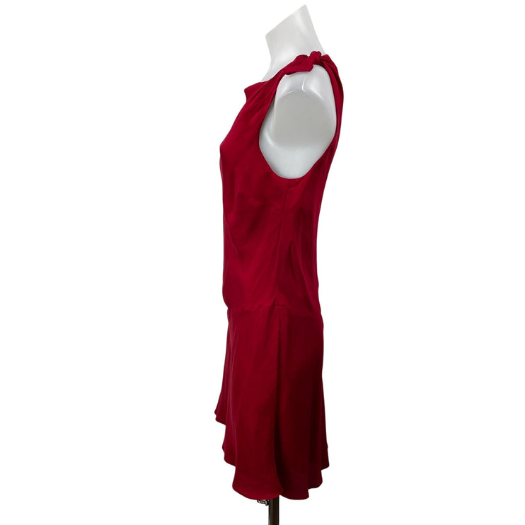 Reformation Louisa Women's Red Sleeveless Silk Twill Tie Bow Mini Dress Size M