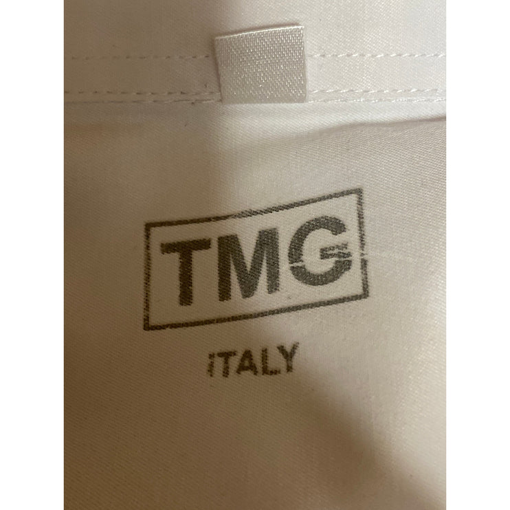 TMG Italy Men's White Career Long Sleeve Button Down Dress Shirt Top Size 16