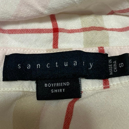 Sanctuary White Multicolor Plaid Checkered Long Sleeve Button Down Shirt Top S