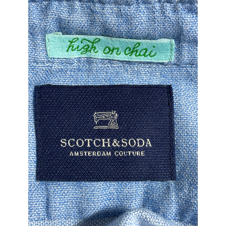 Scotch & Soda High on Chai Men's Blue Long Sleeve Button Down Shirt Top Size L
