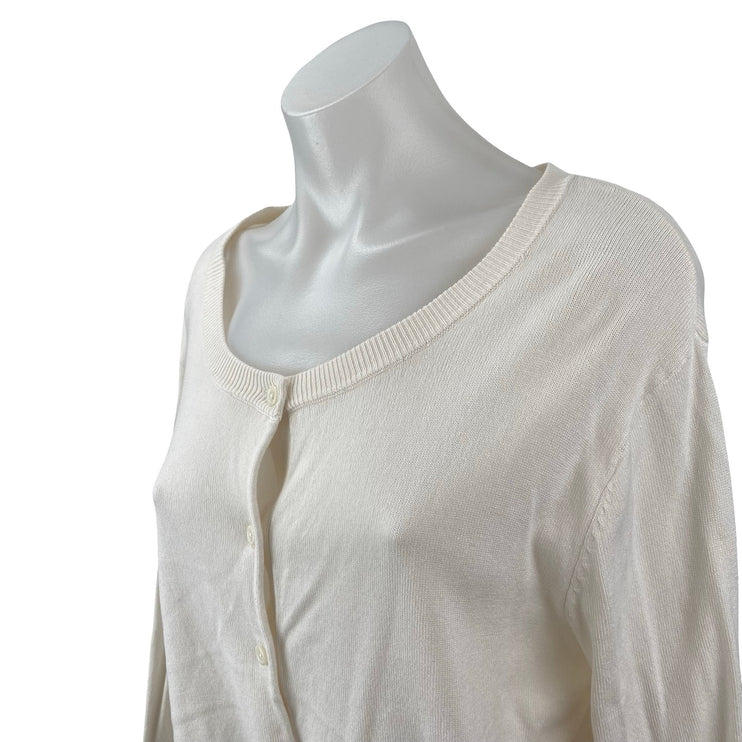 H&M Women's Cream Knit Round Neck Long Sleeve Button Down Cardigan Sweater Top L