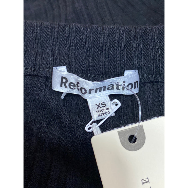 NEW Reformation Ramona Black Knit Halter Neck Sleeveless Asymmetric Tank Top XS