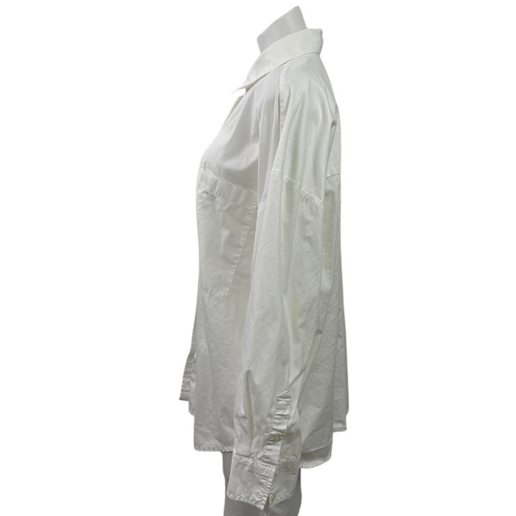Abercrombie & Fitch Women's White Oversized Long Sleeve Button Down Shirt Size L