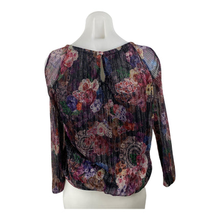 INC International Concepts Multicolor Floral Cold Shoulder Peasant Blouse Top XS