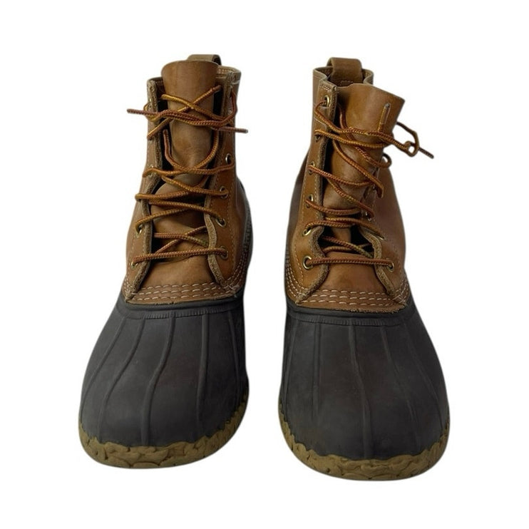 Vintage L.L. Bean Women's Brown Leather Round Toe Lace Up Ankle Duck Boots Sz 11