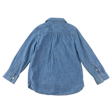 GAP Baby Kids Blue Denim Long Sleeve Button Down Pocket Shirt Top Size 4 Years