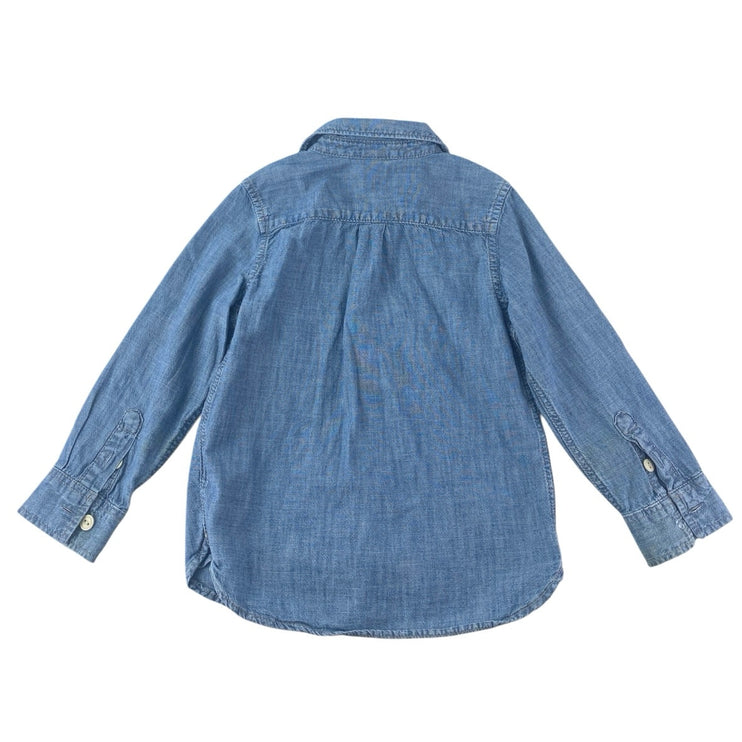 GAP Baby Kids Blue Denim Long Sleeve Button Down Pocket Shirt Top Size 4 Years