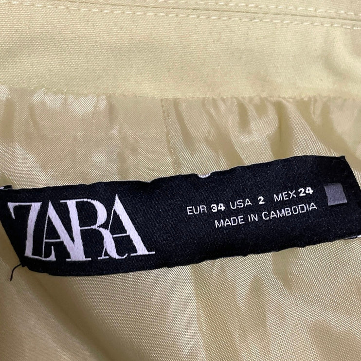 Zara Women's Yellow Long Sleeve Peak Lapel One Button Blazer Coat Jacket Size 2