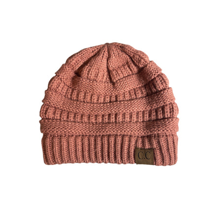 C.C Exclusives Women's Pink Coral Ribbed Knit Winter Bonnet Beanie Hat Cap OS