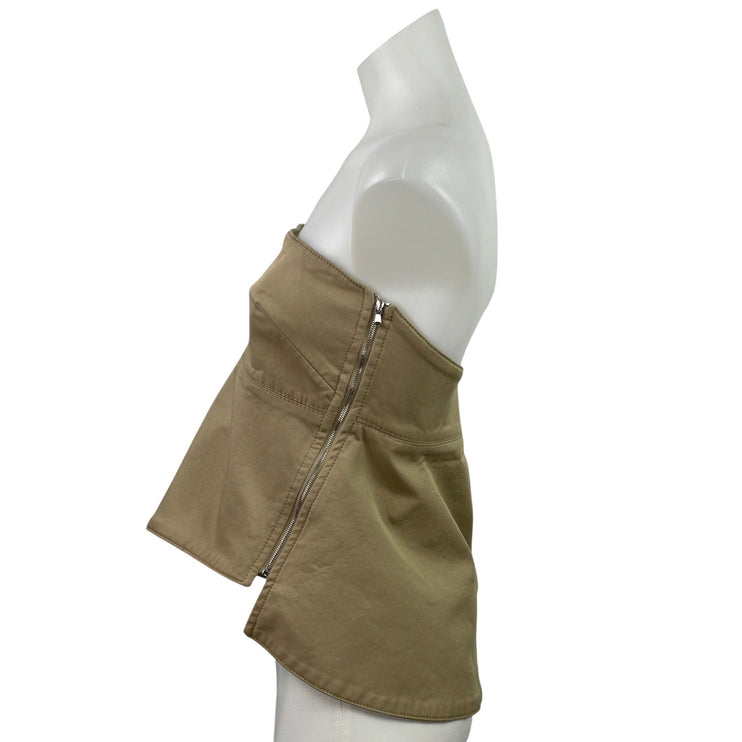 Zara Womens Brown Sleeveless Strapless Zip Peplum Tank Tube Blouse Top Size S
