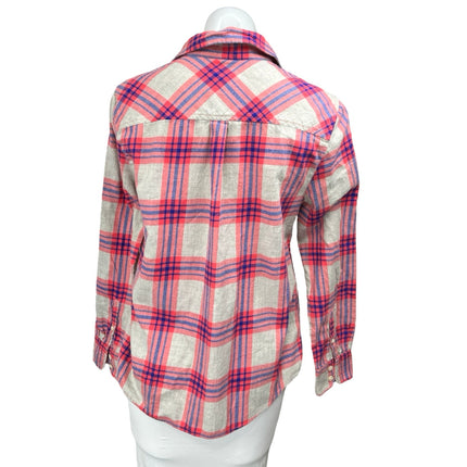J.Crew Women's Pink Multicolor Plaid Long Sleeve Boy Fit Button Down Shirt Top S