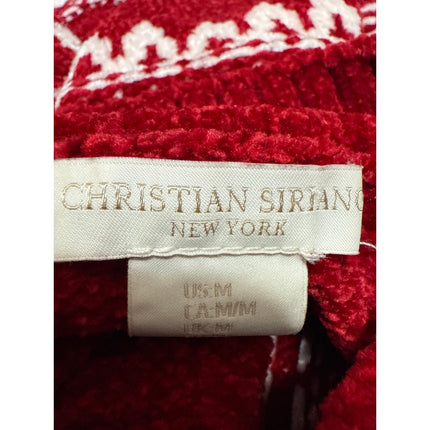 Christian Siriano Red White Fair Isle Christmas Long Sleeve Turtleneck Sweater M