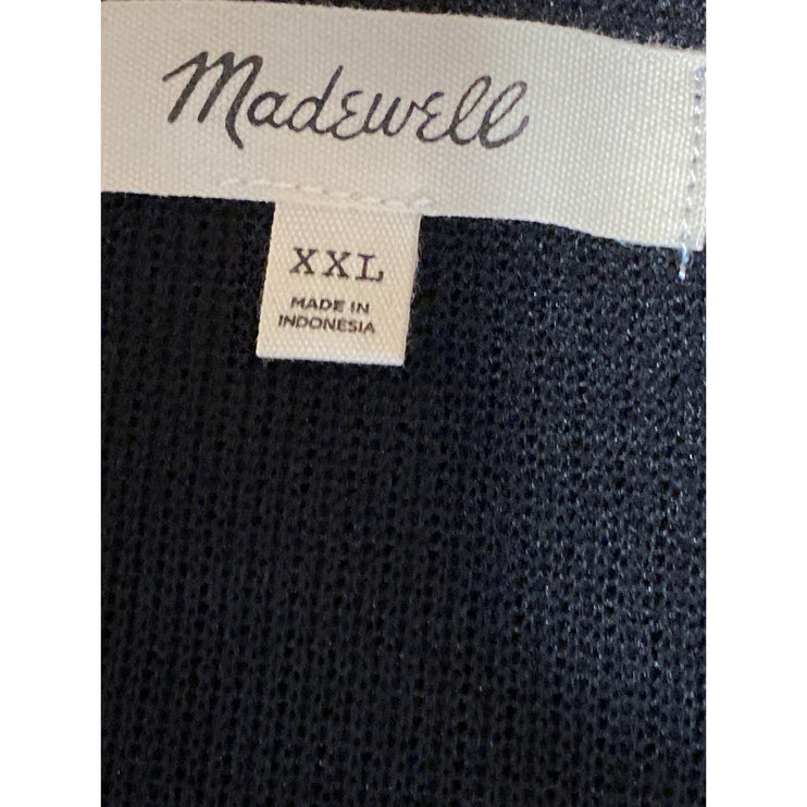 Madewell Womens Black Ribbed Square Neck Long Puff Sleeve Sweater Blouse Top XXL