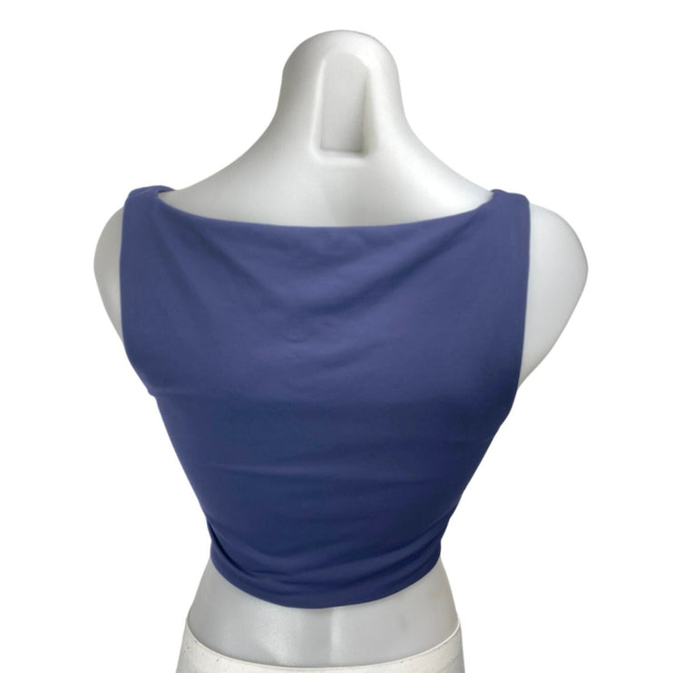 Aritzia Babaton Women's Blue Sleeveless Scoop Neck Cami Tank Crop Top Size L
