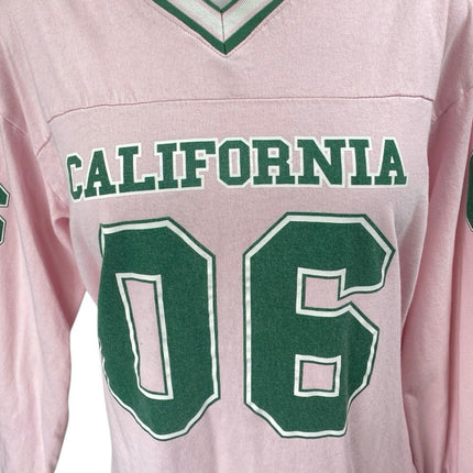 Edikted Women's Pink California V-Neck Long Sleeve Oversize Baseball T-Shirt M