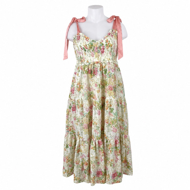 NEW GeeGee Floral Embroidery Eyelet Sleeveless Midi Tank Flare A-Line Dress 2XL