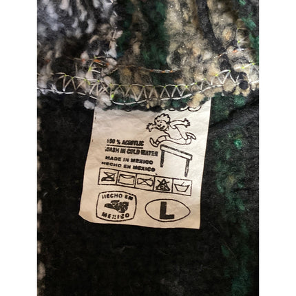 Mens Mexican Baja Jerga Green Colorblock Long Sleeve Hoodie Sweatshirt Sweater L