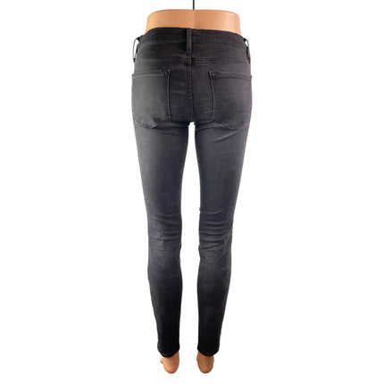 Frame Women Black Washed Knightrider Mid Rise Slim Fit Skinny Denim Jeans Sz 25