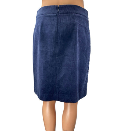 Ann Taylor Women's Blue Corduroy Velvet Knee Length Straight Pencil Skirt Size 2