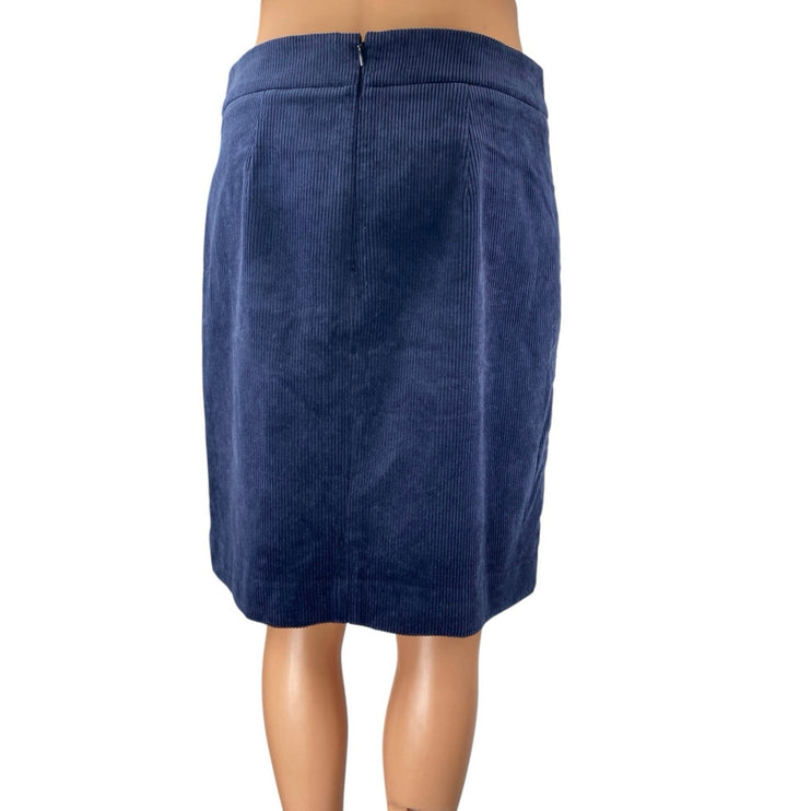 Ann Taylor Women's Blue Corduroy Velvet Knee Length Straight Pencil Skirt Size 2