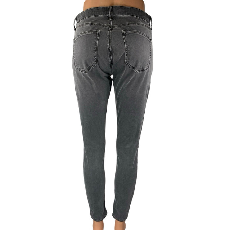 Topshop Moto Leigh Women's Black Distressed Skinny Mid Rise Denim Jeans Pants 30