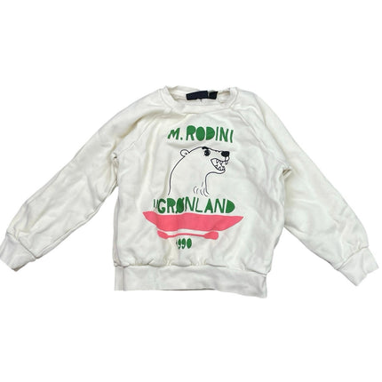 Mini Rodini Kids Girl White Polar Bear Print Crew Neck Sweater Sweatshirt 8-9 YO