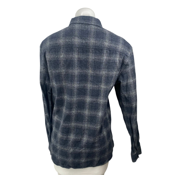 Allsaints Women's Blue Plaid Flannel Long Sleeve Button Down Shirt Top Size M