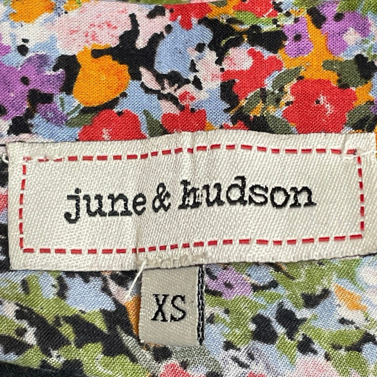 June & Hudson Women's Multicolor Floral High waisted Maxi Flared A-Line Skirt XS