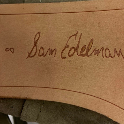 Sam Edelman Sampson Green Suede Tassel Ankle Tie Peep Toe Heeled Mule Sandals 8