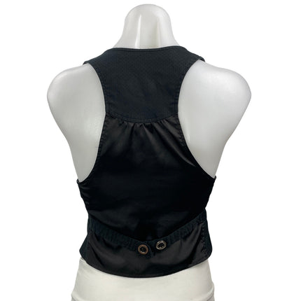 Guess Jean Women's Black Sleeveless Racerback V Neck Button Up Vest Crop Top S