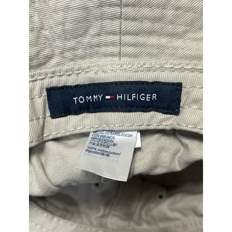 Tommy Hilfiger Am Tino Unisex Stone Beige Flag Logo Outdoor Bucket Hat Cap OS