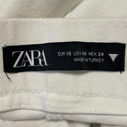 Zara Women's White High Waisted Slim Flared Cropped Trousers Pants Size XS