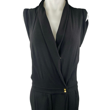 Anthropologie Elevenses Chanteuse Black Sleeveless Straight Leg Wrap Jumpsuit 4