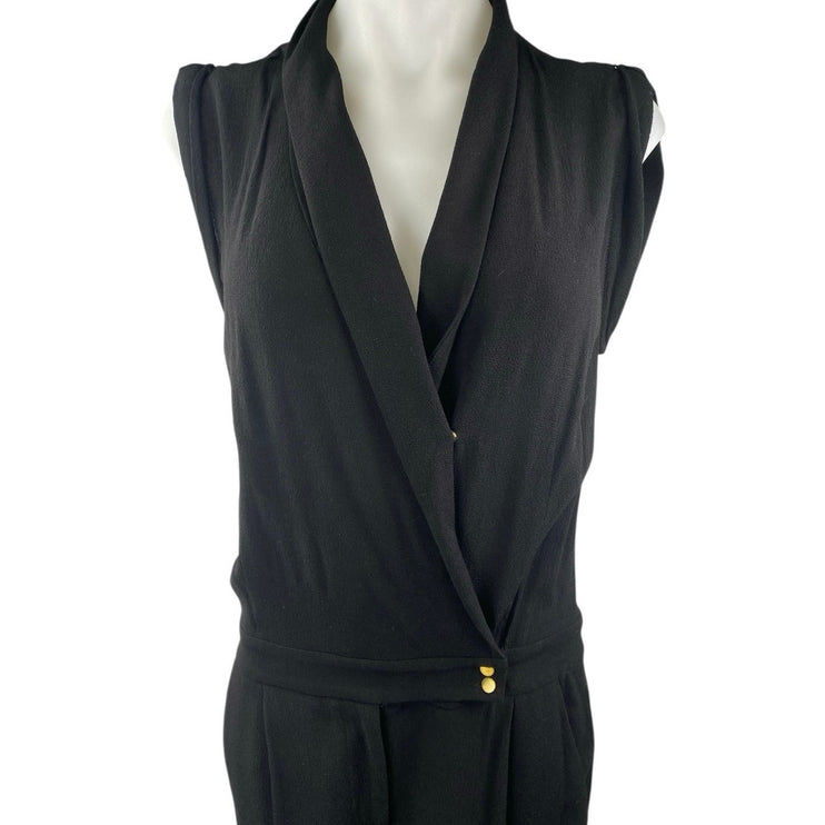 Anthropologie Elevenses Chanteuse Black Sleeveless Straight Leg Wrap Jumpsuit 4