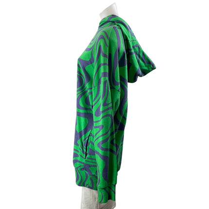 Zara Green Purple Long Sleeves Abstract Print Hoodie Hooded Sweatshirt Sweater M