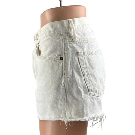 Agolde Parker Women's White High Waisted Cotton Cut Off Denim Jean Short Size 26