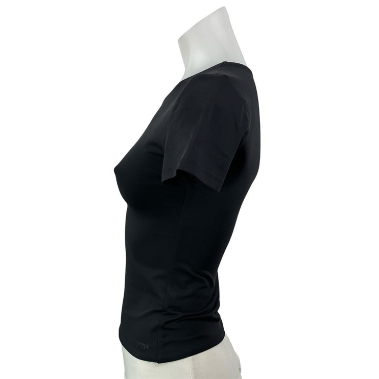 Aritzia Contour Women's Black Short Sleeve Crew Neck Cropped T Shirt Tee Top S