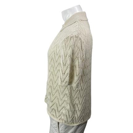 Urban Outfitters BDG Men's Beige Short Sleeves Open Knit Button Down Shirt Top M