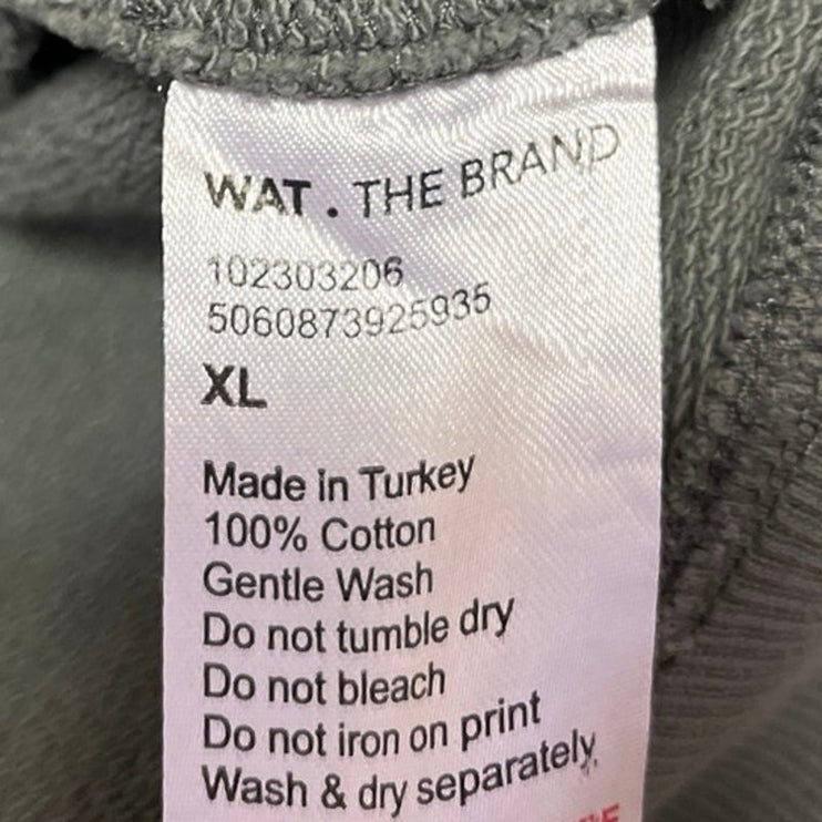 Wat The Brand Gray Cotton Long Sleeve Hooded Hoodie Sweatshirt Sweater Top Sz XL