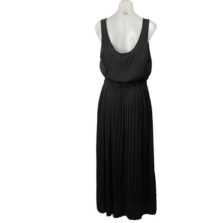 A.L.C Val Women's Black Sleeveless Smocked Drawstring Pleated Flowy Maxi Dress M