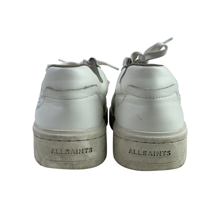 AllSaints Vix Women's White Leather Lace Up Low Top Casual Sneakers Shoes Size 7