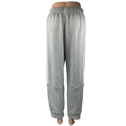 Adidas Women's Gray Striped High Waisted Athletic Jogger Sweat Pants Size M