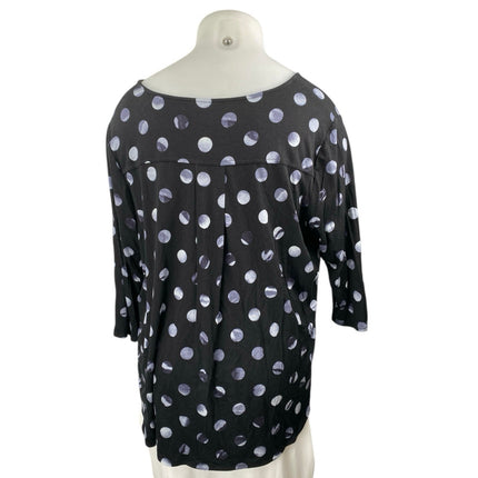 Philosopy Women's Black Polka Dots 3/4 Sleeve Boat Neck Tunic Blouse Top Size 2X