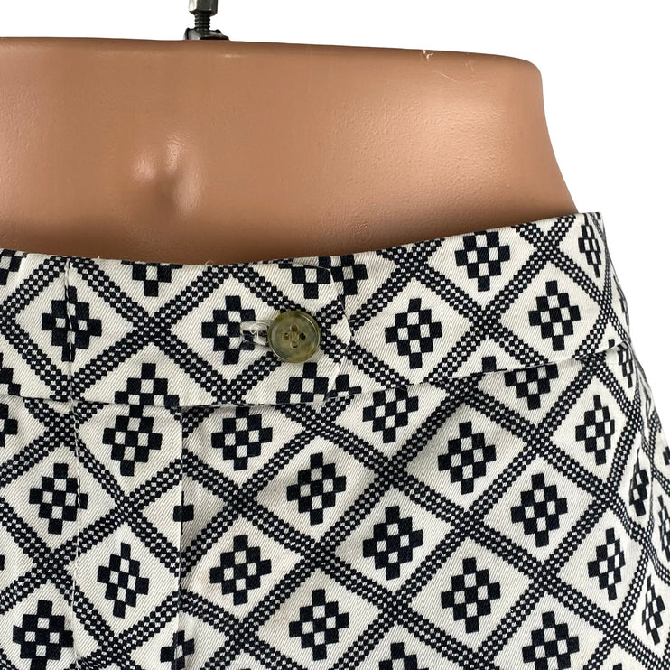 J,Crew Women's Black Geometric Argyle Stretch Mid Rise Mini Casual Shorts Size 6