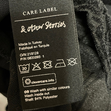 & Other Stories Black Long Sleeve Marble Crew Neck A Line Mini Dress Size 8