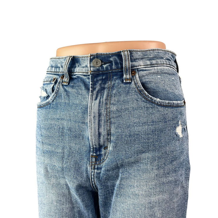 Abercrombie & Fitch The Ankle Straight Blue Ultra High Rise Patchwork Jeans 28