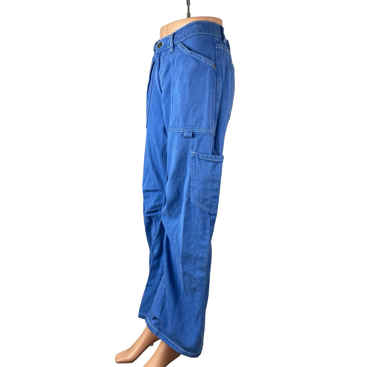 Lioness Miami Vice Women's High Rise Baggy Wide Leg Cargo Denim Jeans Pants Sz M