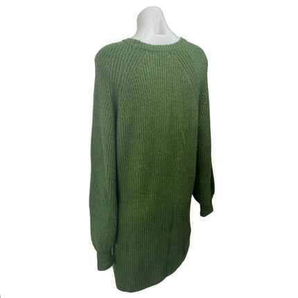 12th Tribe Women's Green Ribbed Knit Long Sleeve Mini Sweater Dress Size S/M
