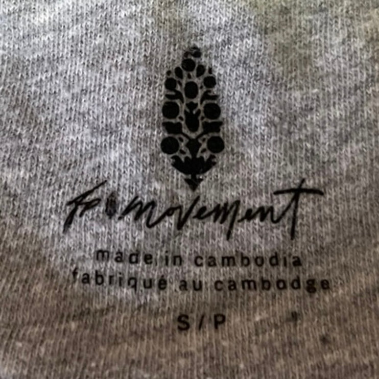Free People FP Movement Gray Drop Shoulder Scoop Neck T Shirt Tee Top Size S