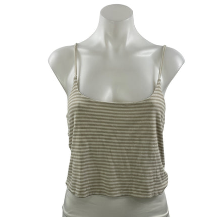 Nordstrom BP. Women's Beige Striped Sleeveless Knit Cami Tank Crop Top Size M